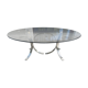 Oval dining table 1960-1970 smoked glass top and chrome base