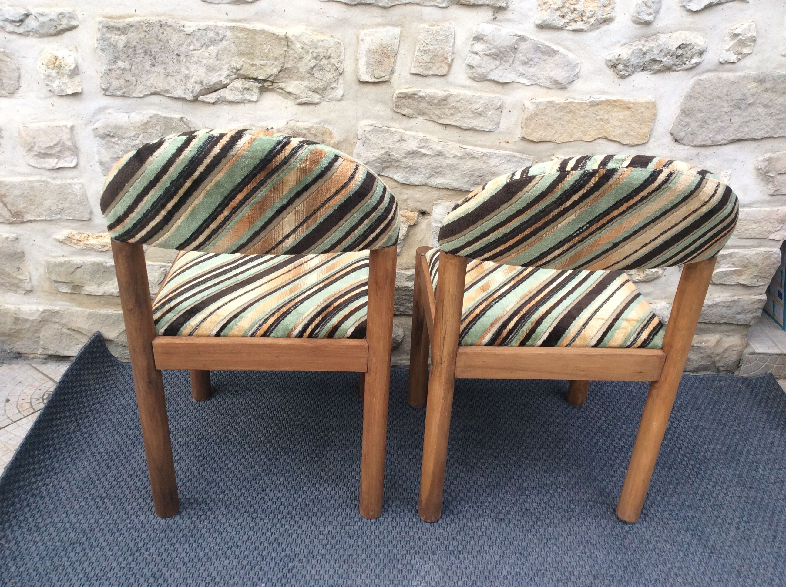 Paire chaises bois et tissu