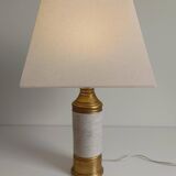 Bitossi Ceramic Table Lamp by Aldo Londi, Gold/Cream, Italy, 1970s