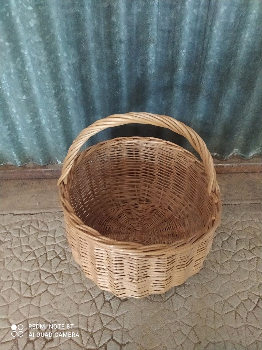 Panier rond de rangement en paille - Jujuhat Vintage