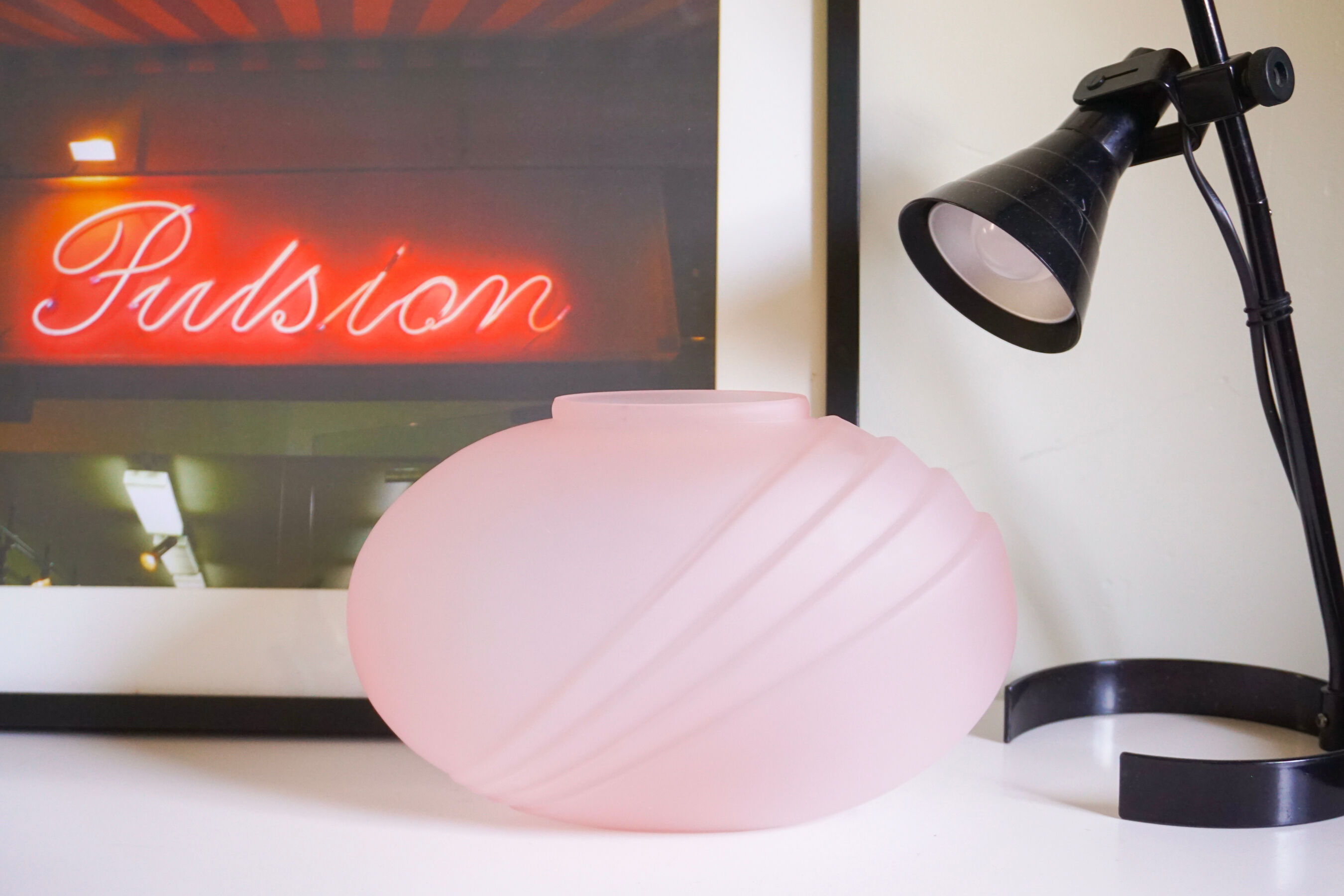 Pink glass vase art deco style