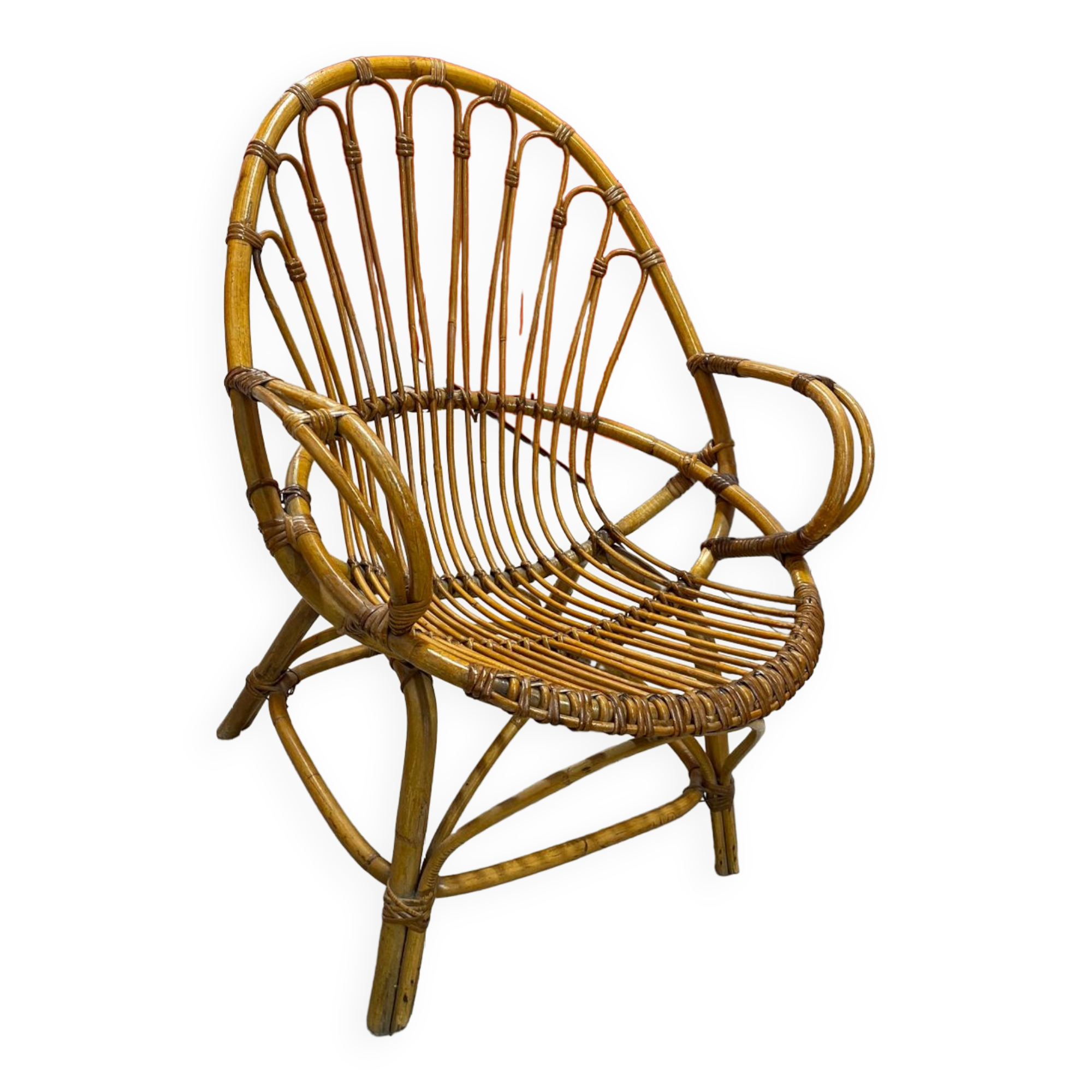Rattan and bamboo armchair