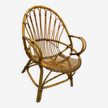 Rattan and bamboo armchair