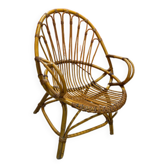 Rattan and bamboo armchair