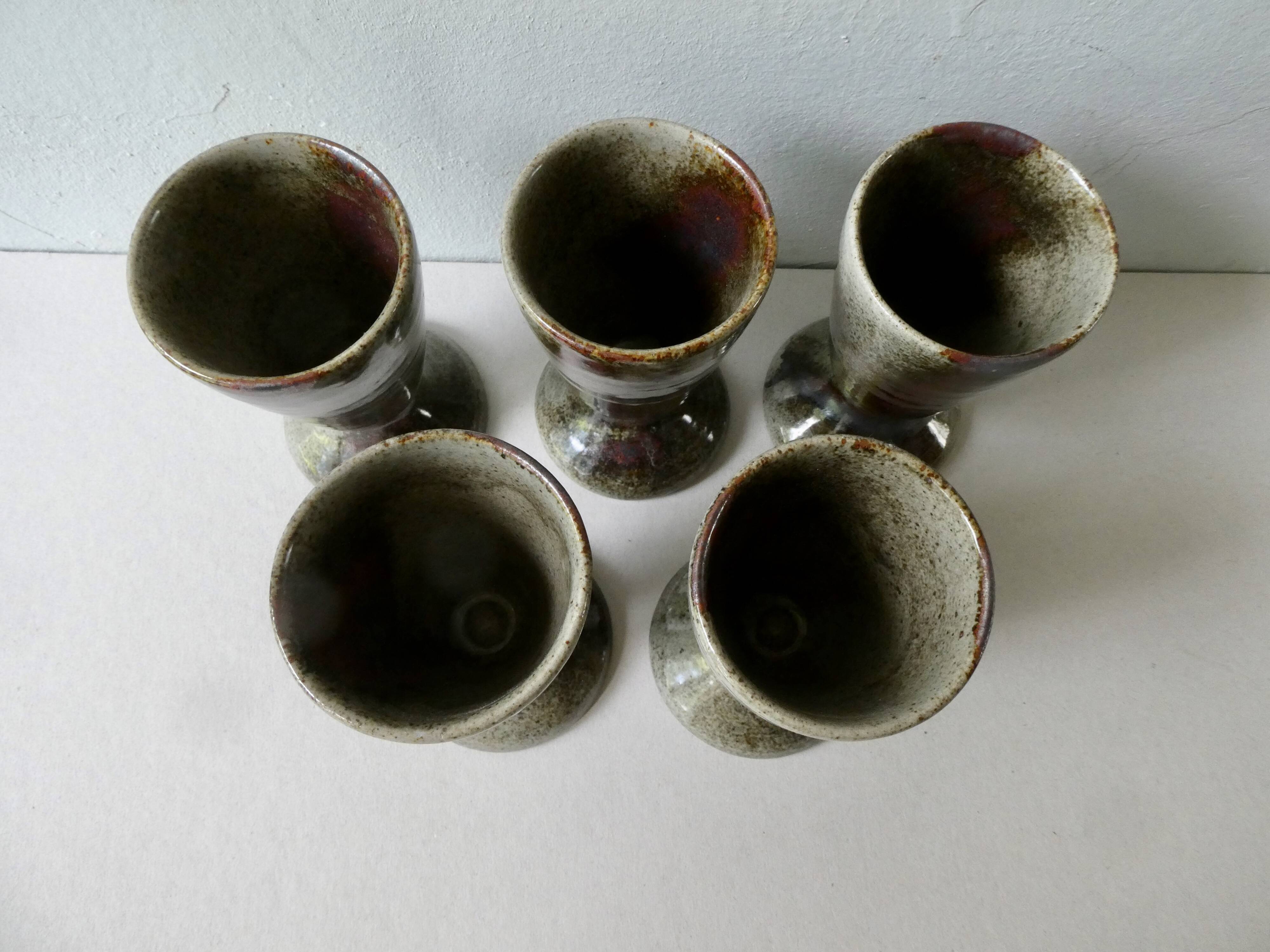 Set of 5 mazagrans made of khaki sandstone