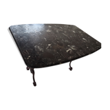 Bistrot table marble brown burgundy cast iron base