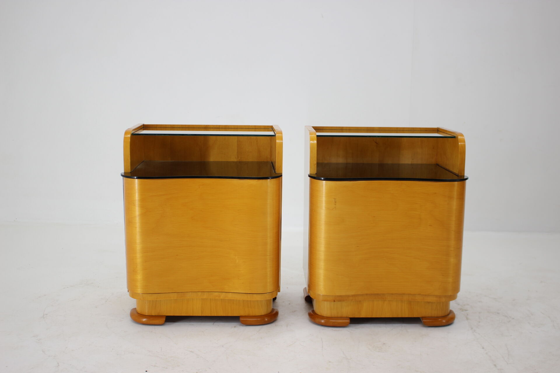 1940s Pair of Art Deco Bedside Tables, Czechoslovakia