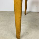 Tabouret scandinave en teck et velours jaune, années 60