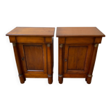 Pair of solid cherry bedside tables empire style