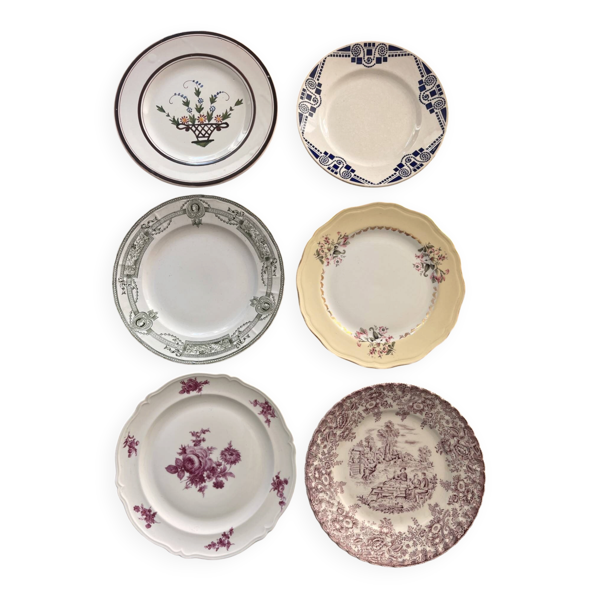 Mismatched antique plates