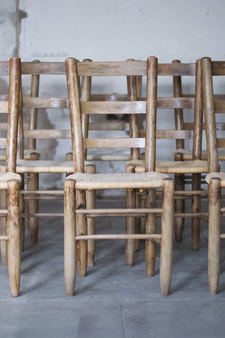 Lot of 12 Georges Robert mountain chairs - France 1960