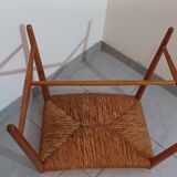 Hocker / Puff Stroh & Holz années 1960