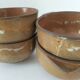 4 vintage handmade flamed stoneware ear bowls