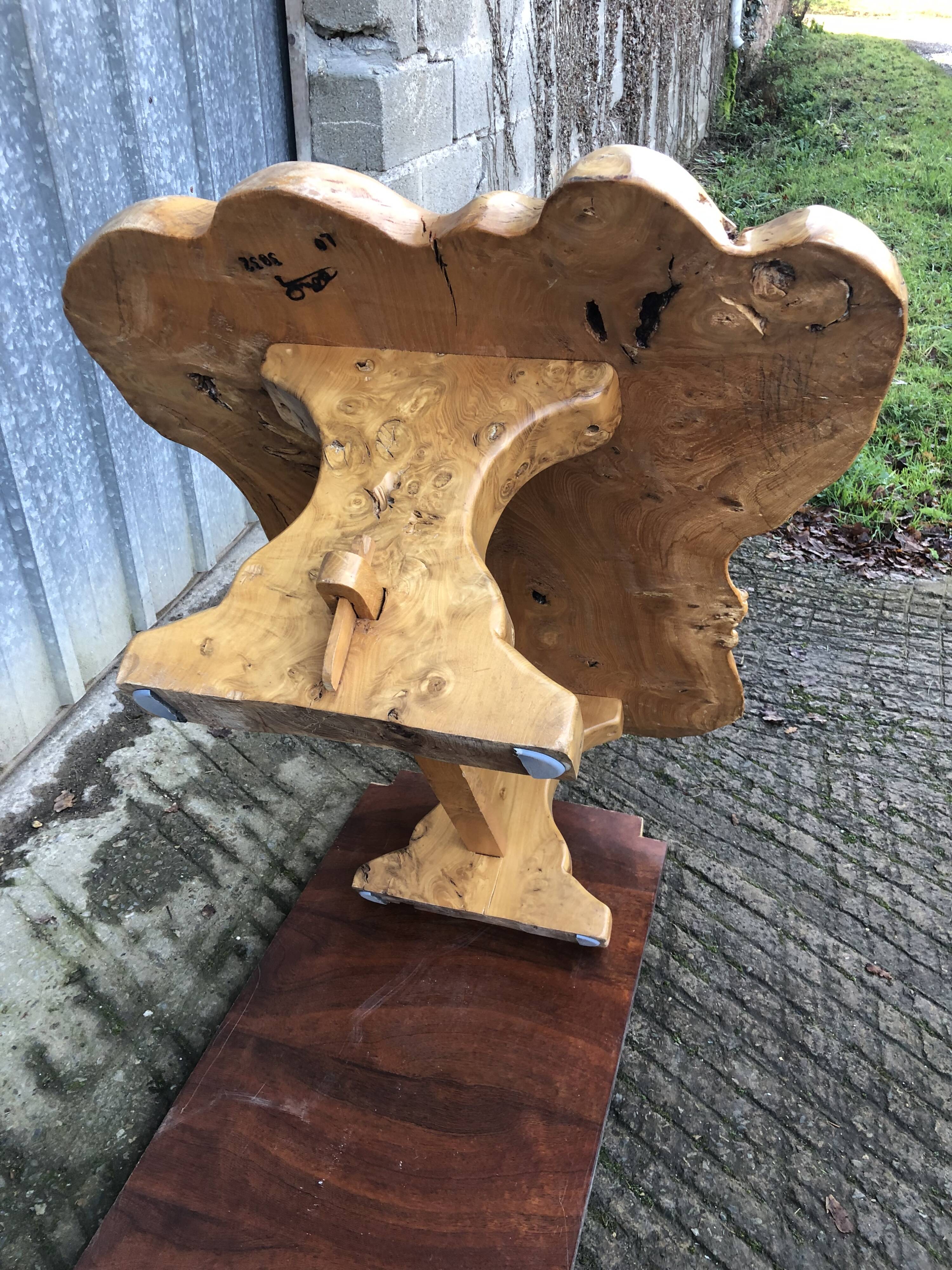Handcrafted Brutalist coffee table in solid elm