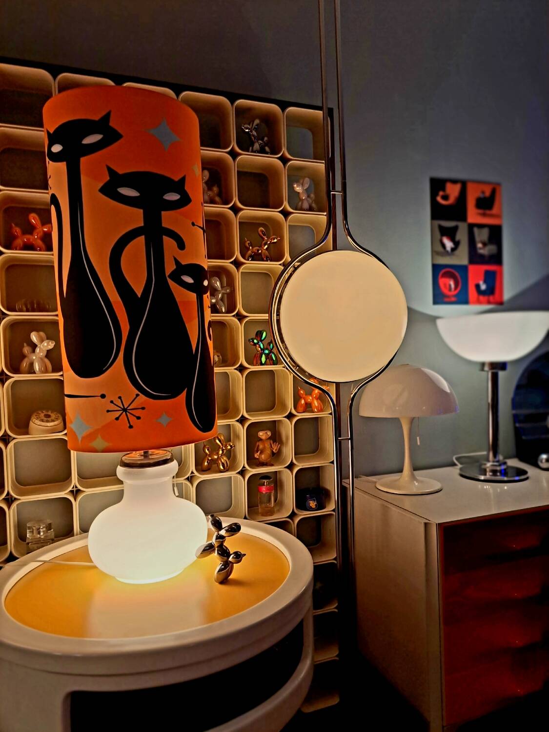 Lampe de Sol XL ou à poser Opaline, double éclairages Seventies