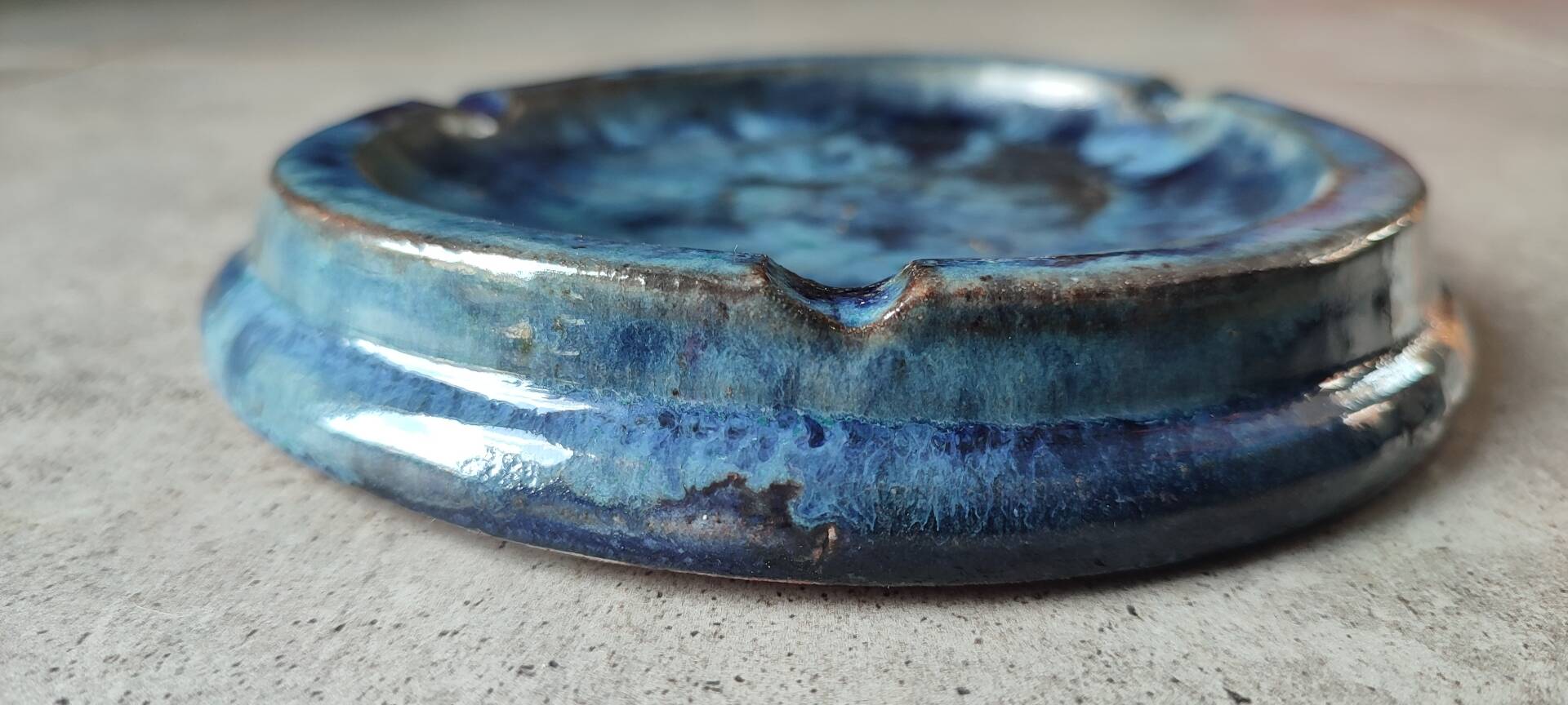 Vintage glazed terracotta ashtray by Eugène Alaphilippe (Verneuil-