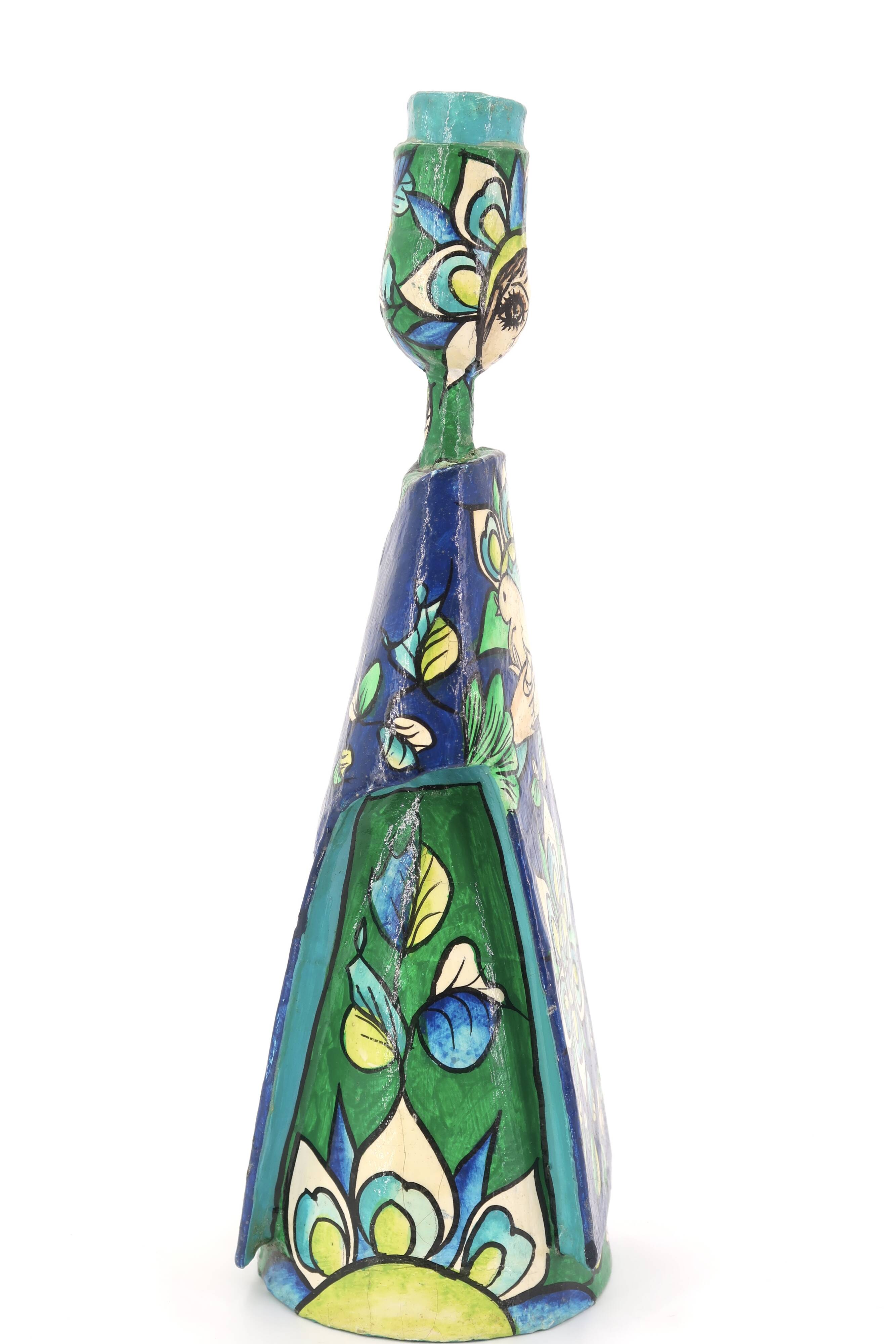 Mexican papier-mâché candle holder by Abelardo Ruiz, 1970s