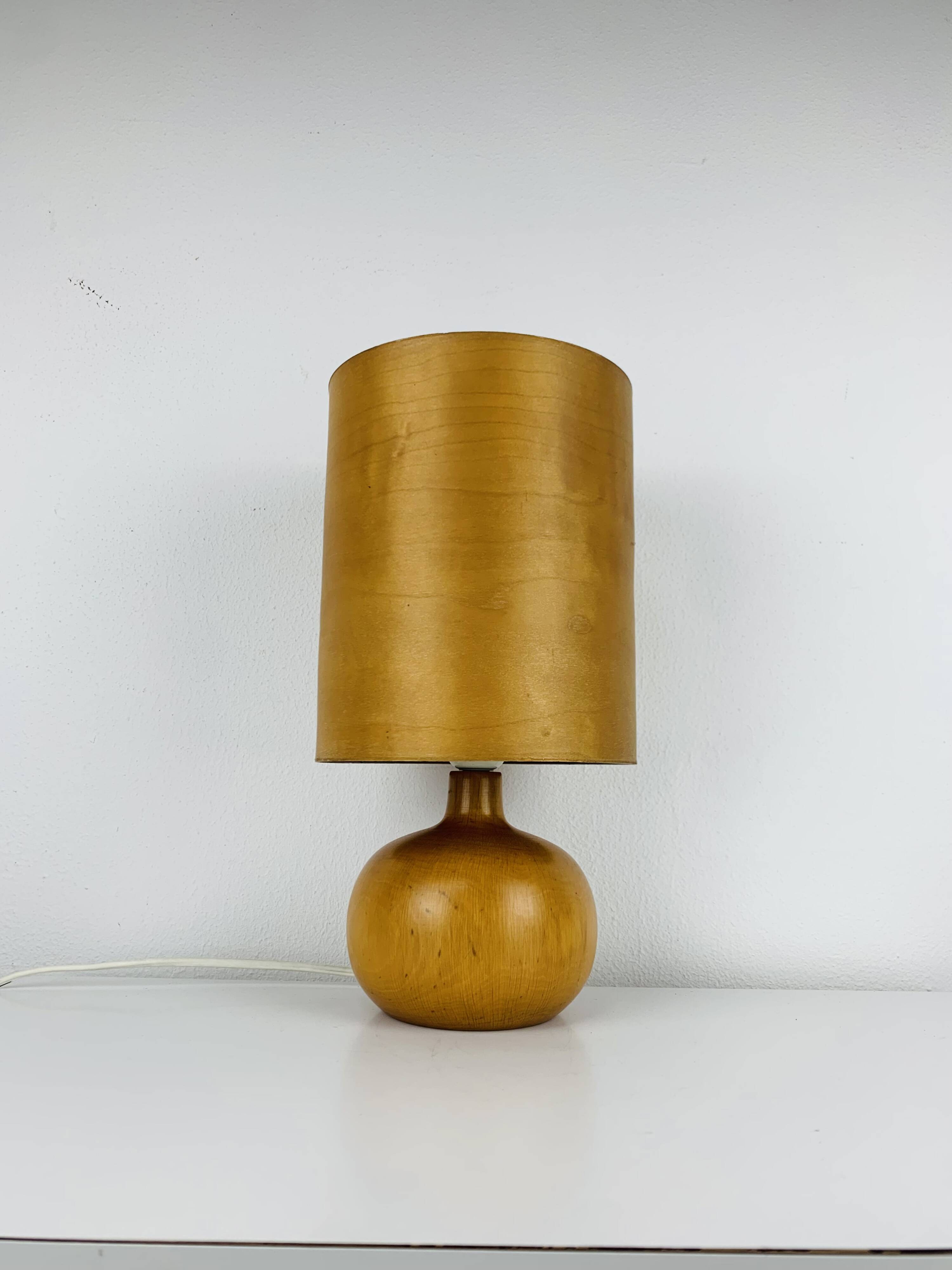 Scandinavian style wooden ball lamp, 1960s