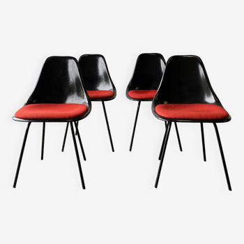 Ensemble de 4 chaises vintage des années 1960 par Maurice Burke pour Arkana d'après Eero Saarinen