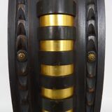 Art Deco style side table in beech and gilded metal. 1960s