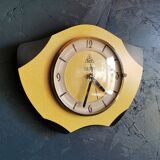 Vintage formica clock silent wall clock 60s "DAM electric yellow black"