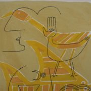 Victor brauner : portrait surréaliste (traces interstices) - lithographie o