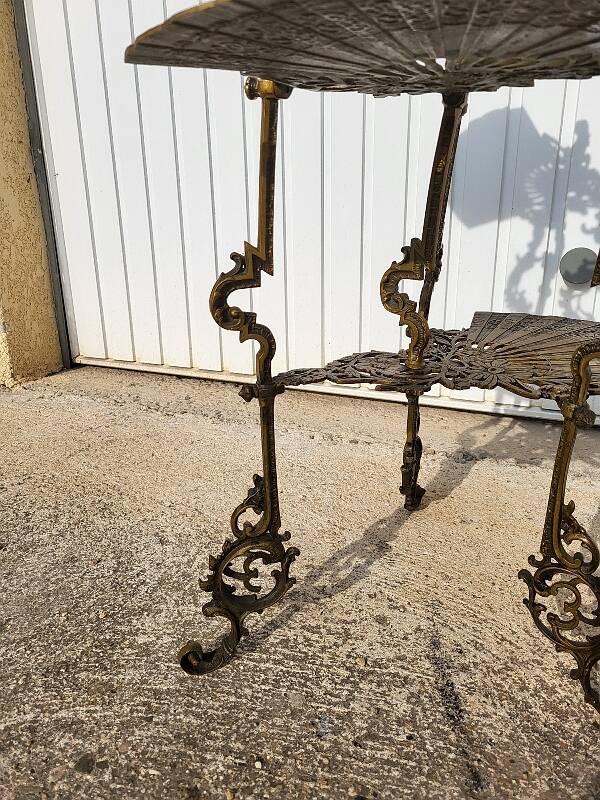 3-tier bronze napoleon iii pedestal table plant holder from the 19th century