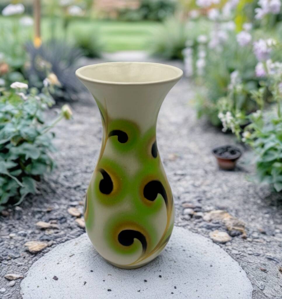 Saint-Clément vase with stylized floral decoration, 1970s