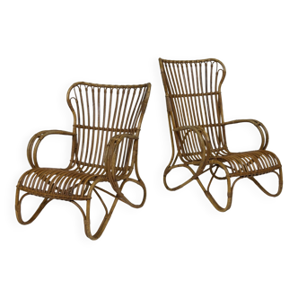 Set of two Belse 8 model Rattan chairs by Dirk van Sliedregt Rohe Noordwolde 1960