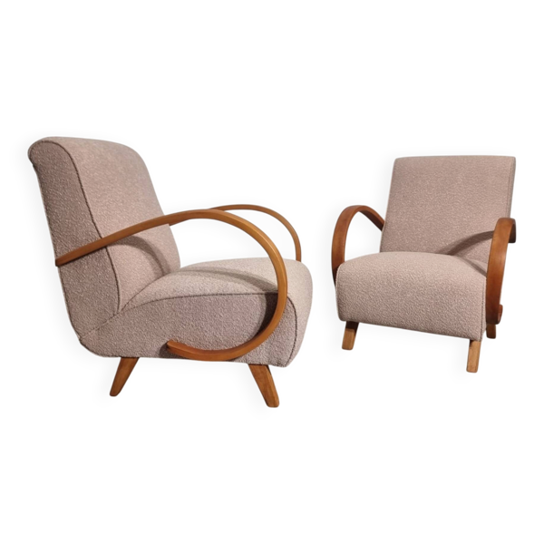 Fauteuils Art Déco de Jindřich Halabala, années 1950, ensemble de 2