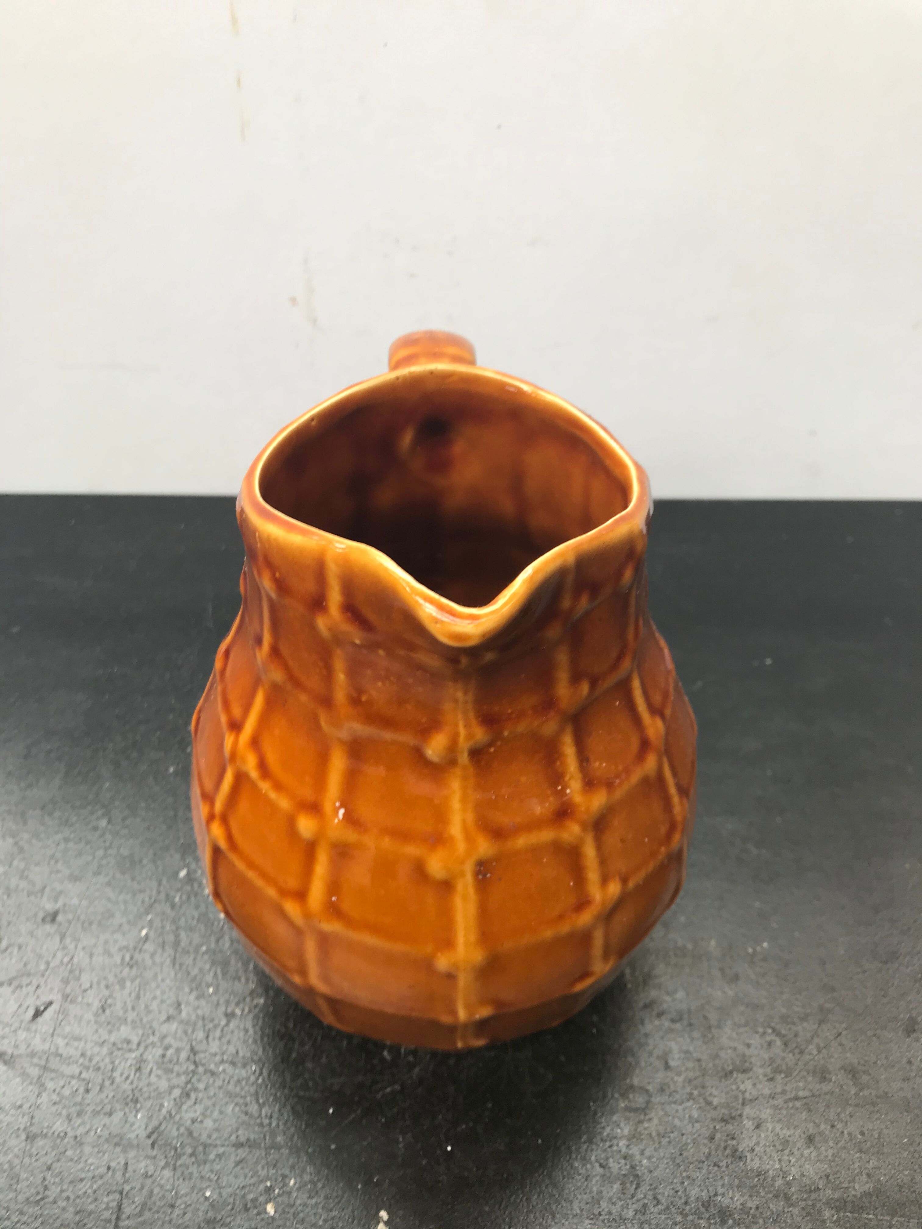 Former pitcher St Clement ceramics marron gaufré made in france vintage