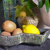 Vintage free-form tripod ceramic cactus planter