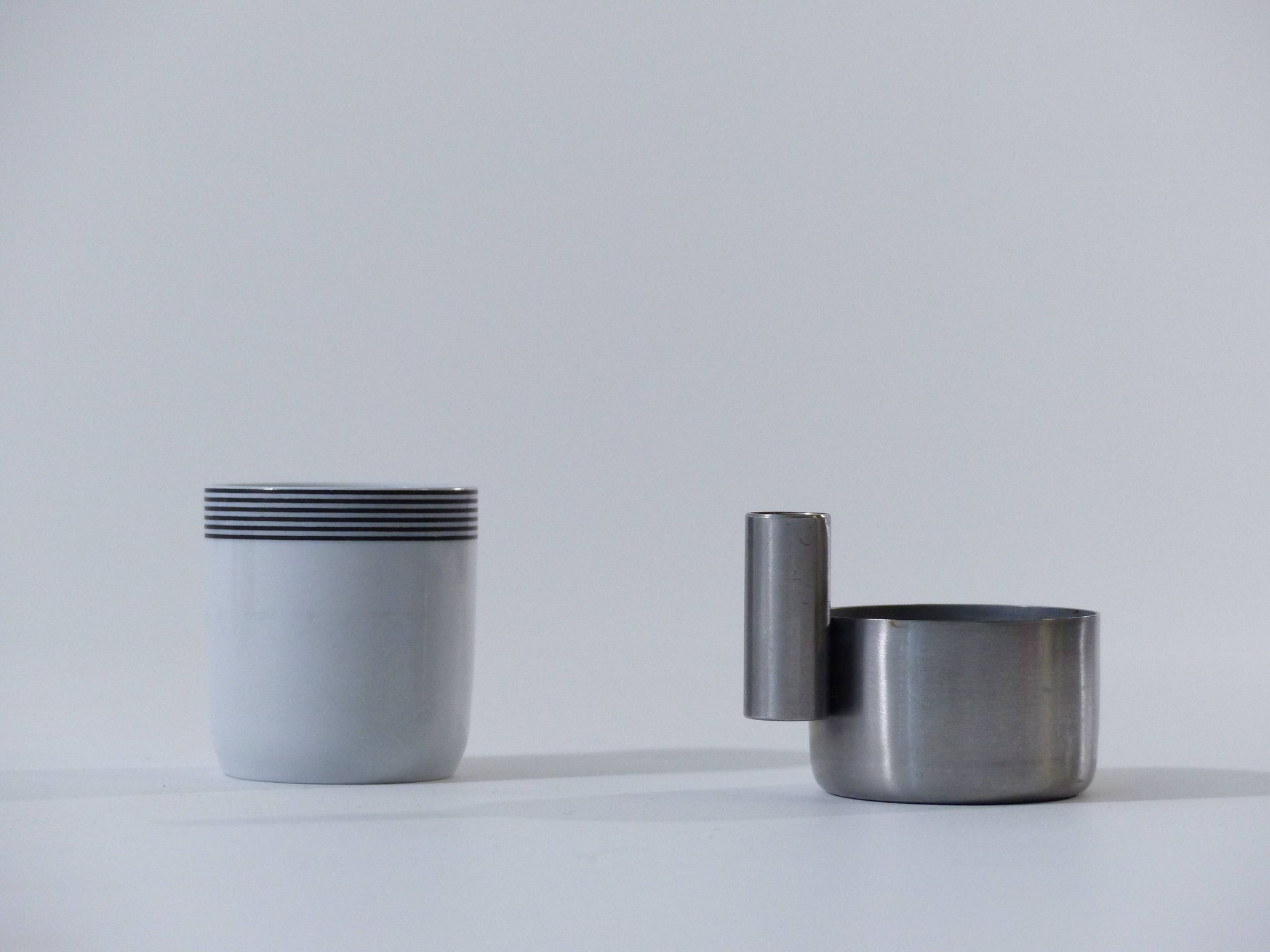 6 coffee cups porcelain and chrome Morinox Italy