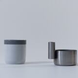 6 coffee cups porcelain and chrome Morinox Italy