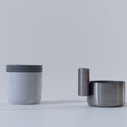 6 coffee cups porcelain and chrome Morinox Italy