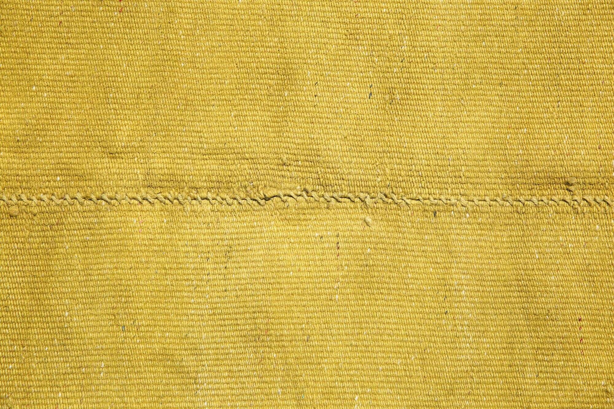 Vintage Mustard Yellow Kilim Rug,Large Turkish Woven Wool Carpet,302x410 Cm