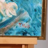 Mid Century Swedish Oil on Canvas – “White Lilies” by Torsten Hult