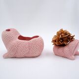 2 cache-pots zoomorphe en céramique rose