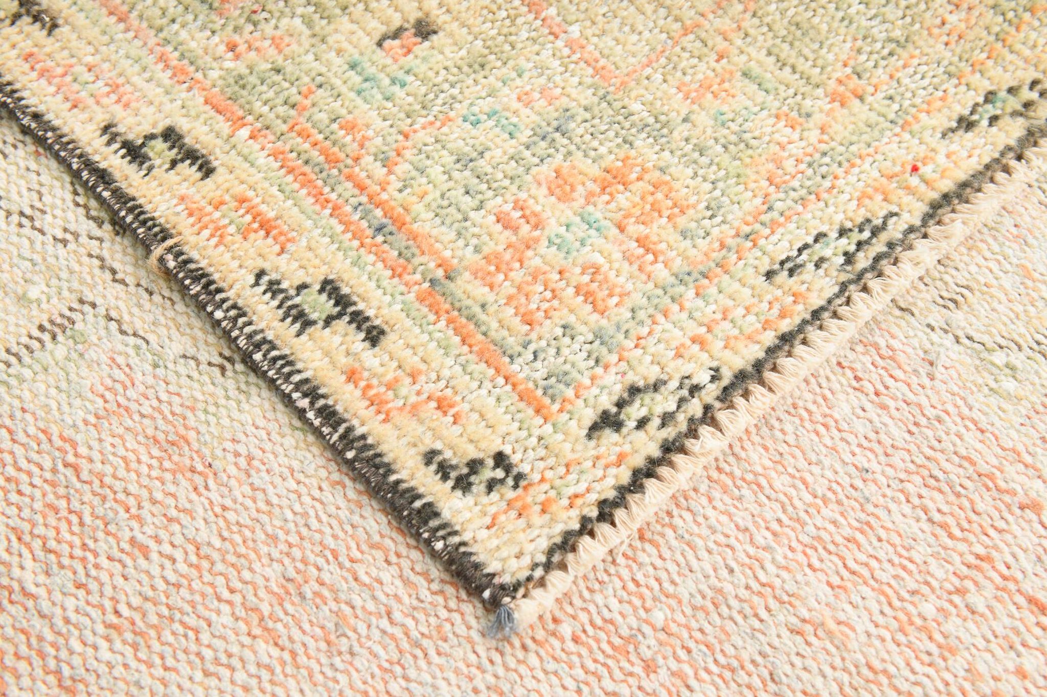 Blush Pink & Sage Green Oushak Vintage Rug For Living Room, 166x266 Cm
