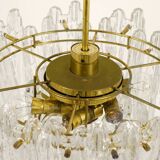 Frosted glass and brass chandelier by Kinkeldey, Germany, 1960s.
