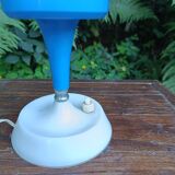 Space Age ball lamp in white opaline and blue plastic, 1970s