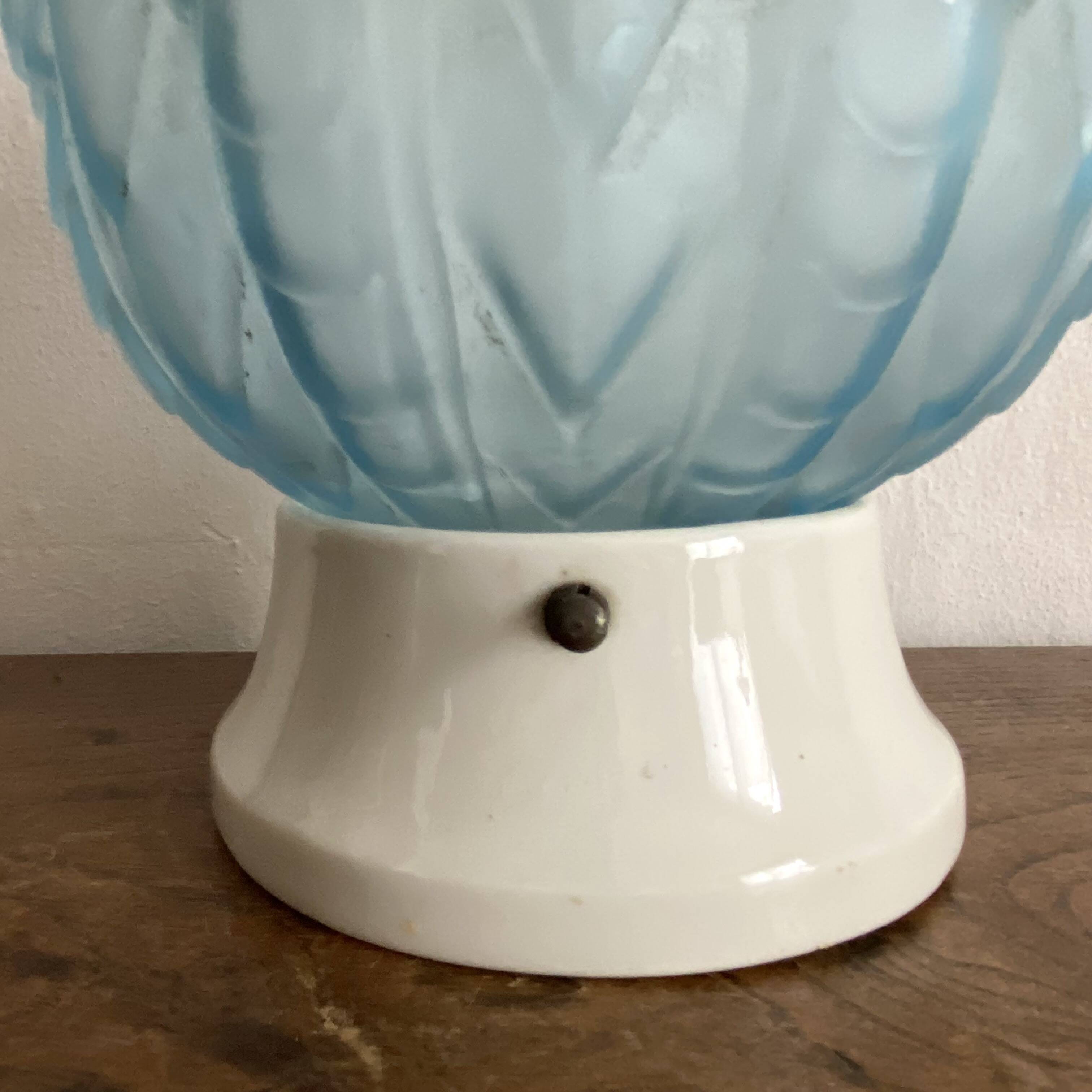 Art Deco glass and porcelain ball ceiling light