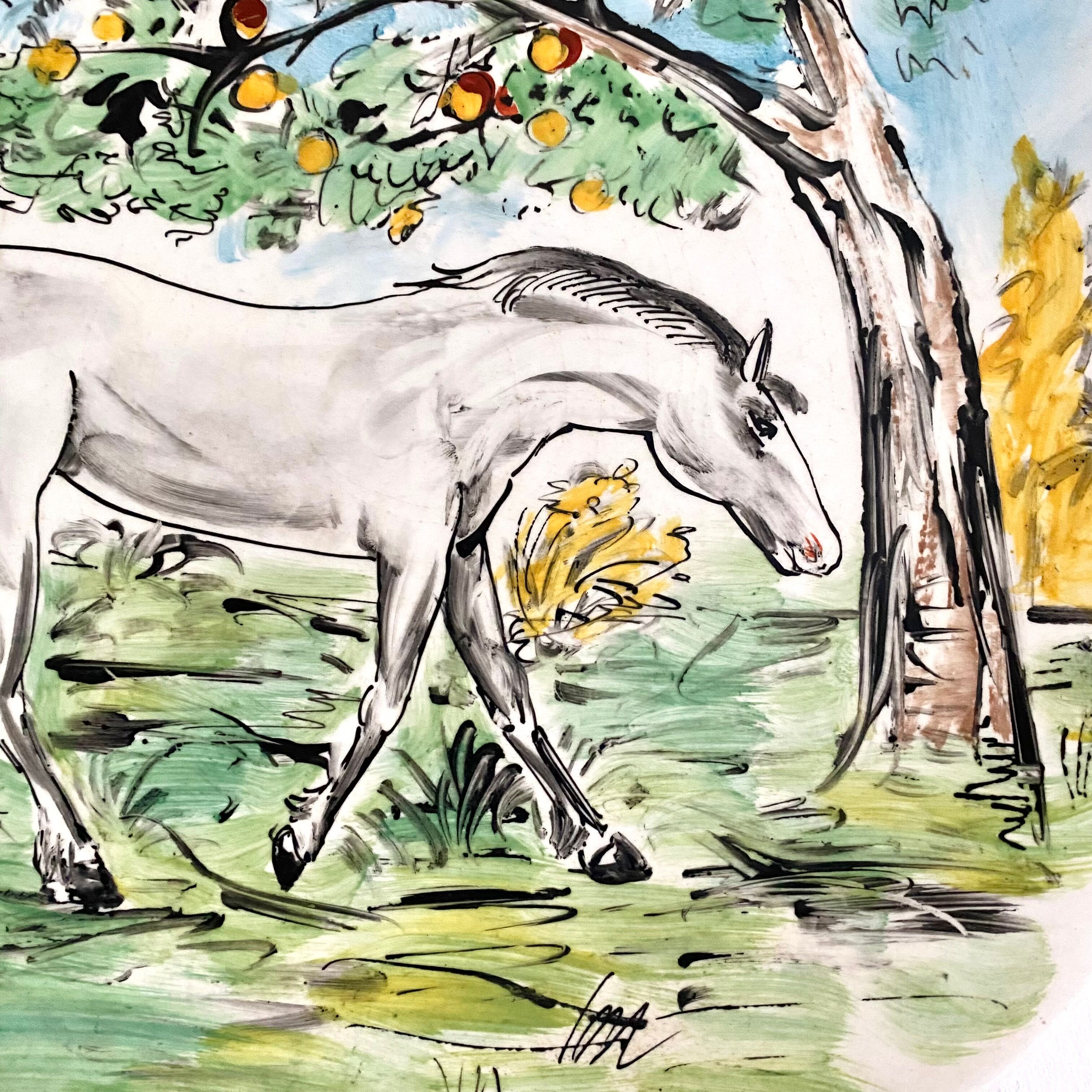 Decorative horse plate signed from the 60s-70s