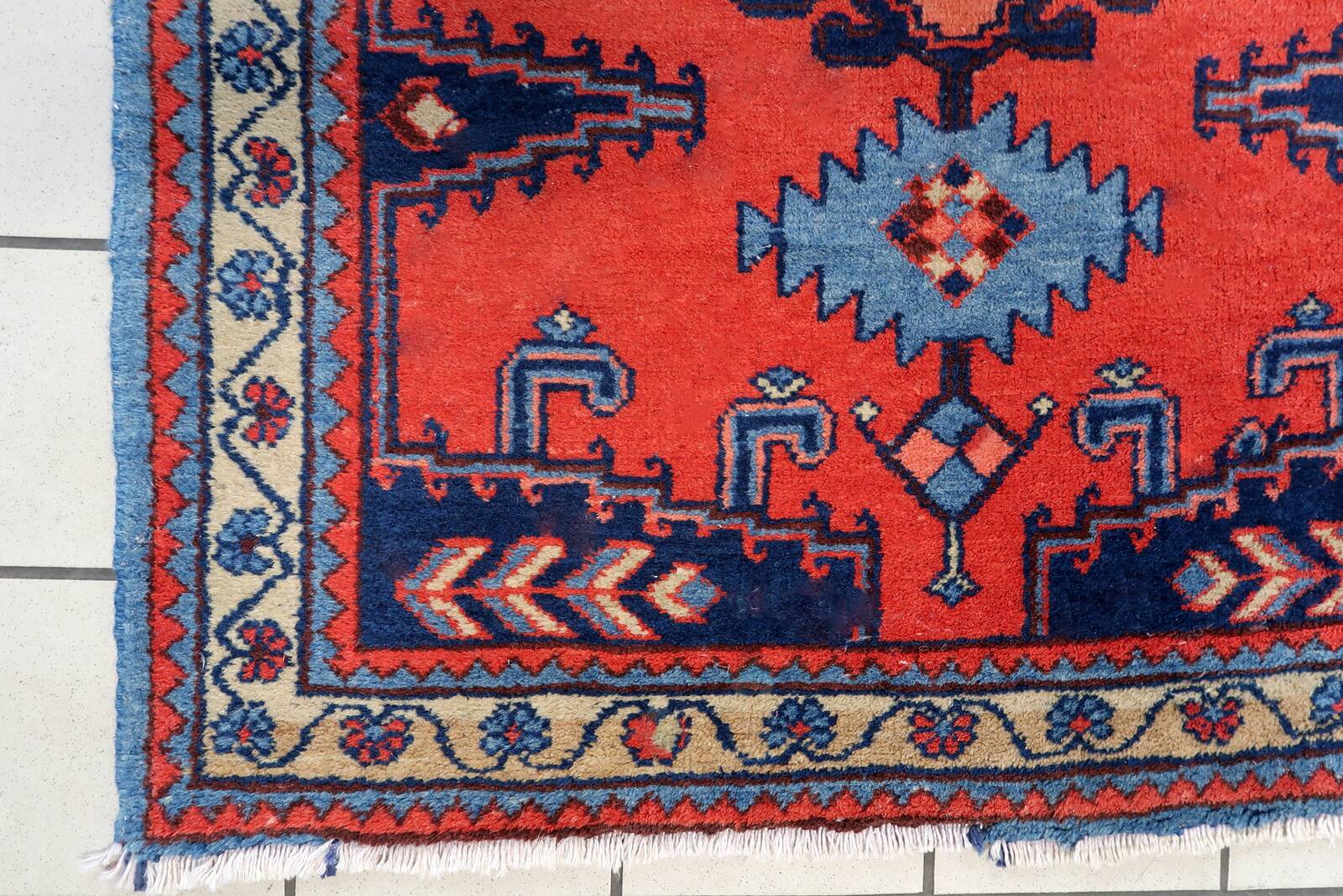 Tapis Hamadan vintage fait main en laine – 109 x 147 cm - 1C1039