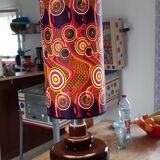 Vintage lamp of the years 70 faience and plasticized fabrics