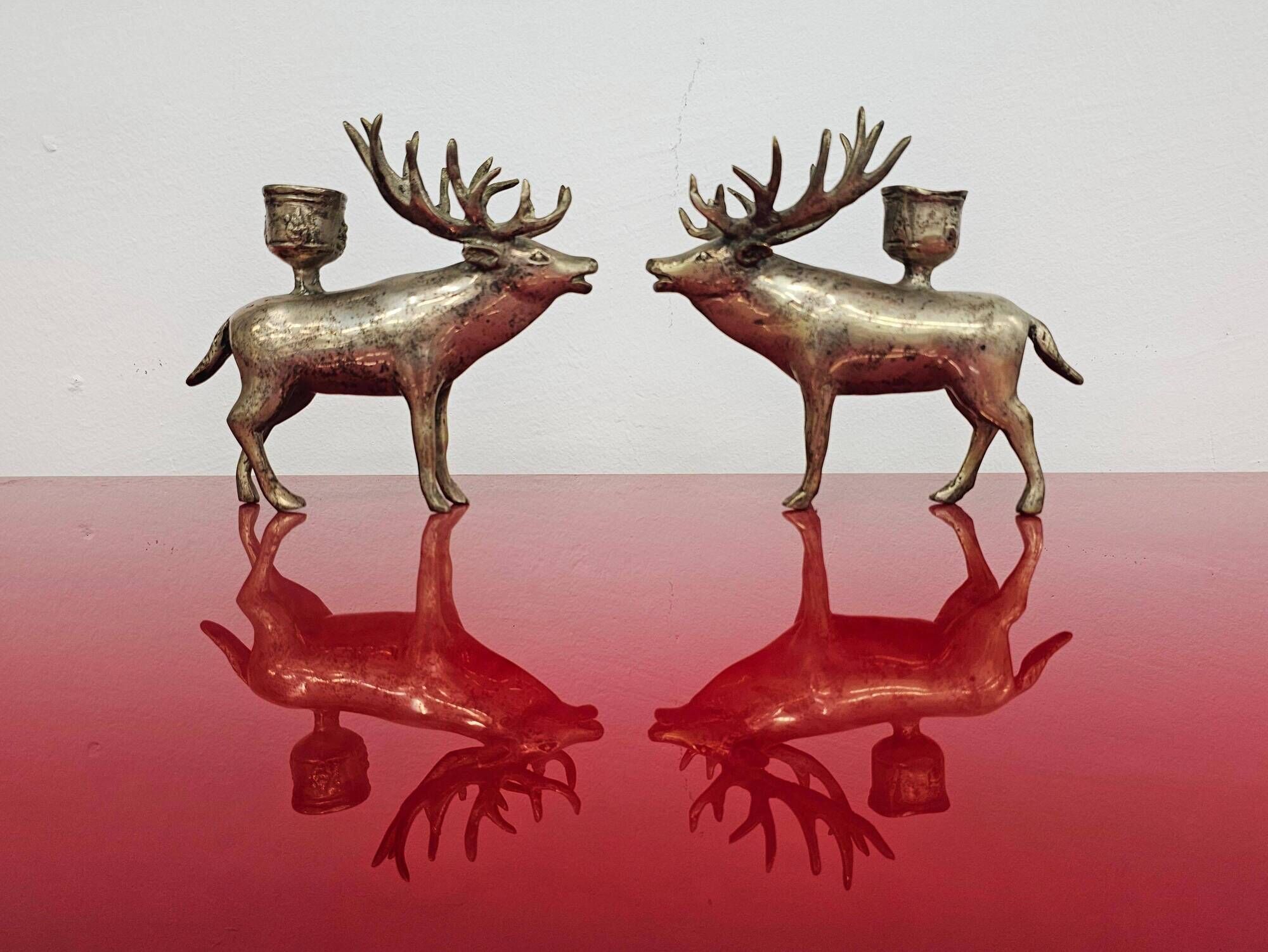 Pair of candle holders in the shape of a deer Mid Century Modern