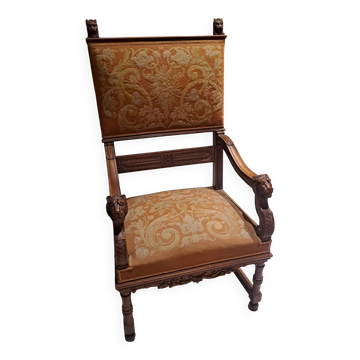 Fauteuil ancien tête de lion