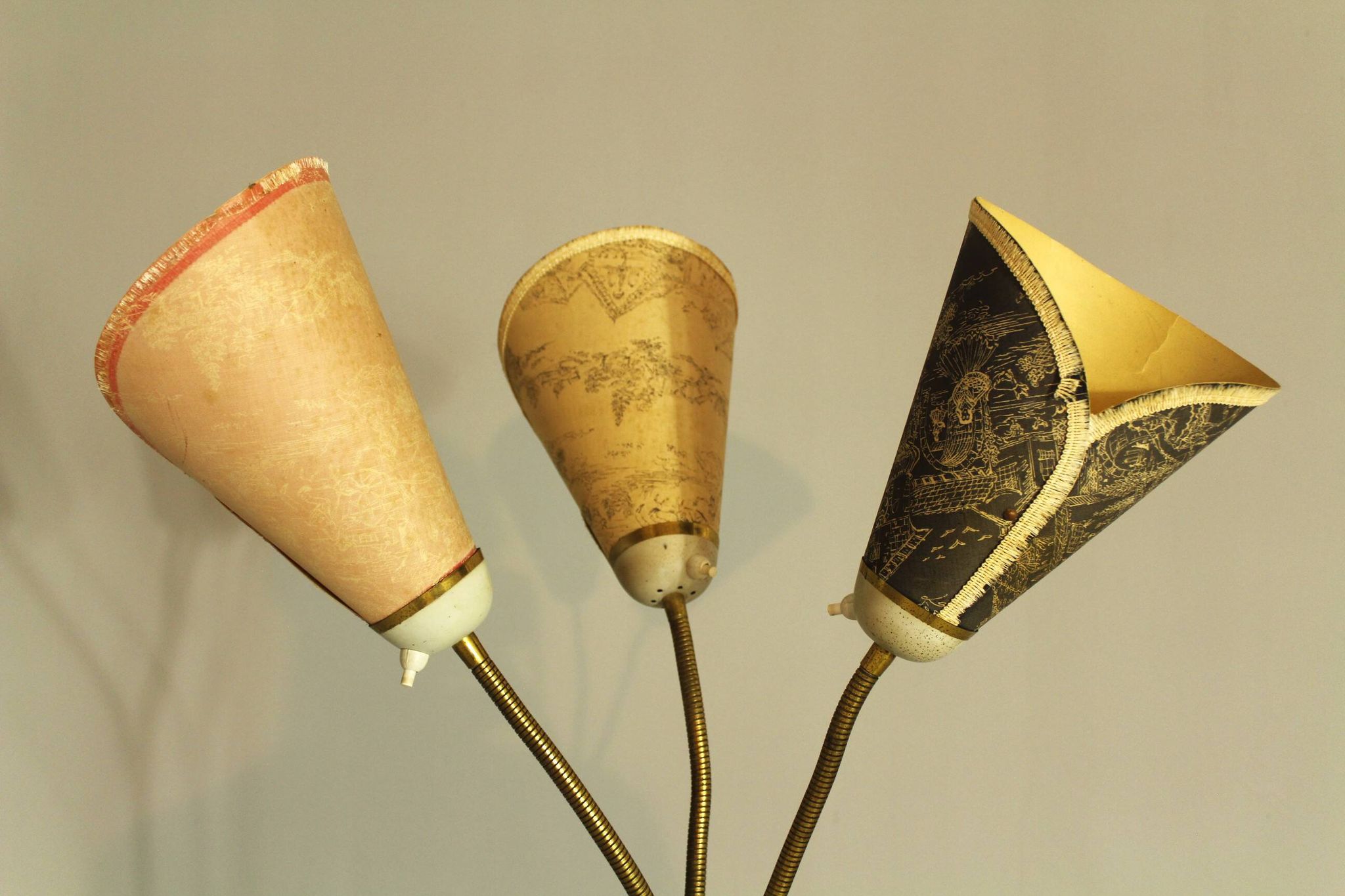 Italian Brass Three Light Floor Lamp, 1960s