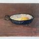 Huile sur bois portrait d'un oeuf au plat 1950