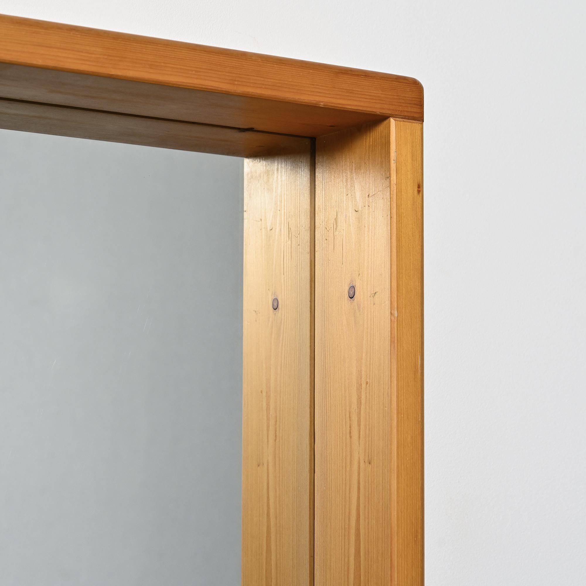 Solid pine mirror, Les Arcs, France, circa 1970